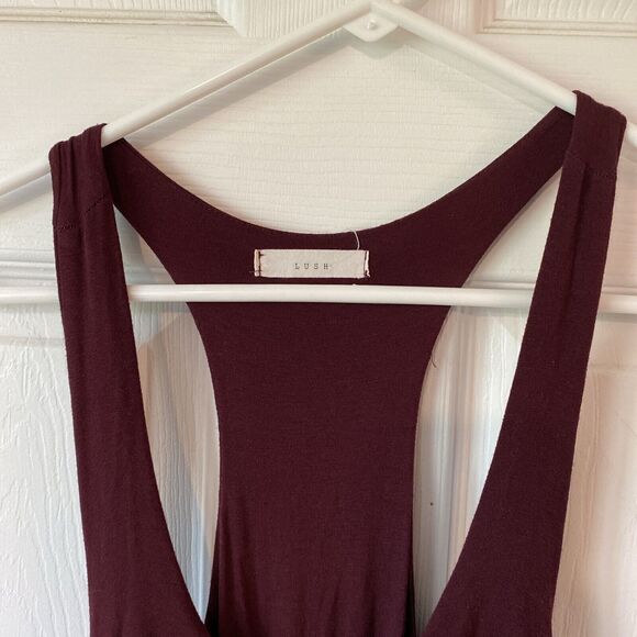 Lush Maxi Dress Sleeveless Surplice Neckline Pleated Plum Deep V Neck Purple S - Picture 2 of 11